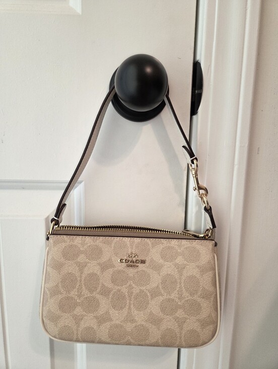 Coach Handbags - Coach Nolita 19 Beige Signature Chain Shoulder Bag With Chain Extender